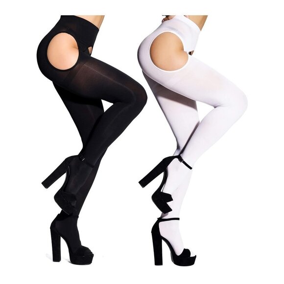 Suspender Tights for Women Plus Size Garter - Black&white Two Pirs - Picture 1 of 5